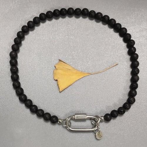 Classic simple man black necklace 2020 new handmade volcanic stone beaded choker delicate retro trend jewelry for women gift