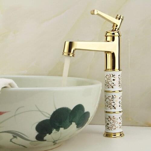 Gold Antique Luxury Bathroom brass single hole copper hot and cold basin faucet bathroom gold faucet