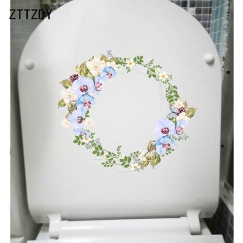 ZTTZDY 23.3*20.5CM Colored Beautiful Wreath WC Toilet Seat Stickers Fashion Bedroom Wall Decal T2-0318