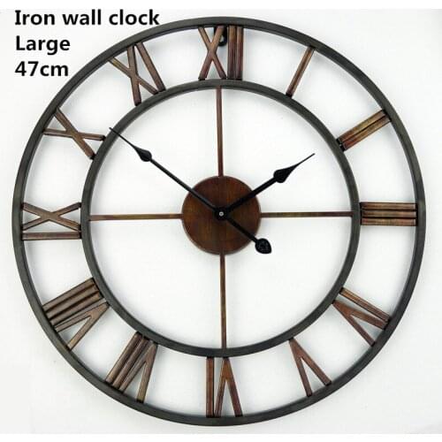 Free Shipping 18.5 Inch Oversized 3D Iron Decorative Wall Clock Retro Big Art Gear Roman Numerals Design The Clock On The Wall