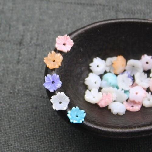 5pcs / bag natural freshwater shell flower 6mm dyed bauhinia bowl flower beads DIY brooch earring hair clip jewelry accessories