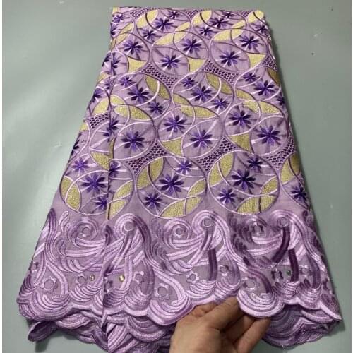 5yard Nigerian Swiss Lace Fabric 2021 Latest Heavy Beaded Embroidery African Cotton fabrics Swiss Voile Lace Popular Dubai Style