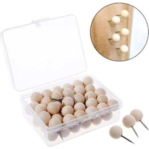 60 Pcs Round Wooden Thumbtack Creative Decorative Drawing Push Pins Wood Head Drop Shipping Support