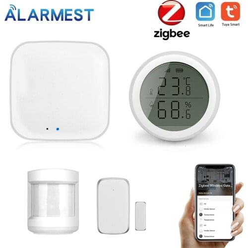 Alarmest Tuya ZigBee Smart Home Security Kit pro Controller Hub Zigbee Motion Sensor Door/Window Sensor Power by Tuya