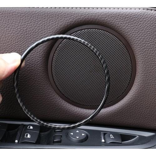 Carbon Fiber Car Door Speaker Ring Loudspeaker Cover Sticker Trim For BMW X5 F15 X6 F16 2014 2015 2016 2017 2018