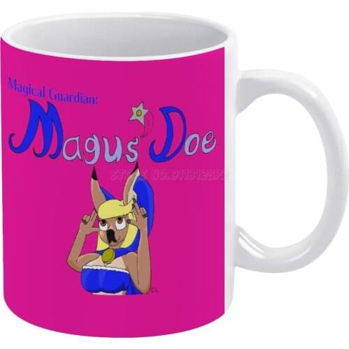 Magus Doe Logo White Mug Vintage Mug New Unisex Size Mug Magus Doe Anthro Roe Deer Magic Superhero Female Furry