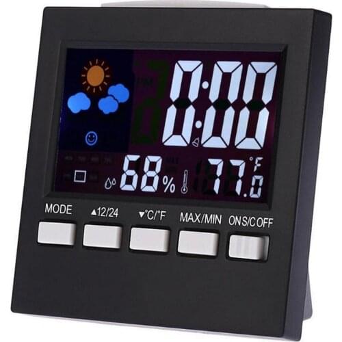 Wireless Weather Clock Digital Display Thermometer Humidity Sensor Clock LCD Alarm Calendar Weather Station Hygrometer Forecast