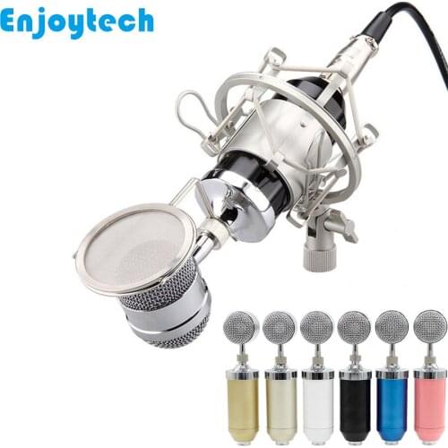 Large Diaphragm Condenser Cardioid Microphone with Shocking-resistant Stand Bracket Holder for Recording Live Video Bloggers