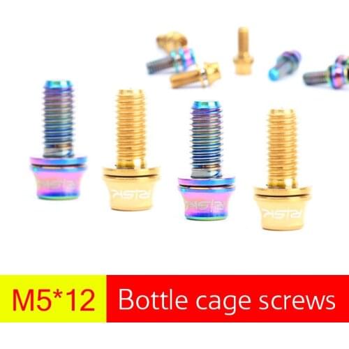 2PCS M5*12mm Titanium Ti Alloy Bolts for Bicycle Bottle Cage Cycling Bike Water Bottle Holder Cone Screw with Washer M5x12