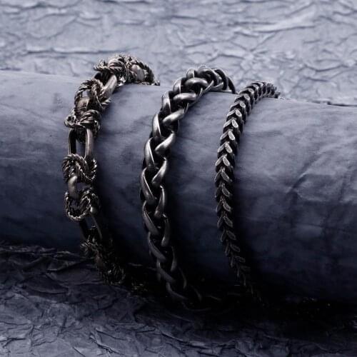 4/7/8mm Keel Link Chain Bracelet for Men 316L Stainless Steel Twisted Bracelets Mesh Bangles Punk Mens Jewelry Gift 2020