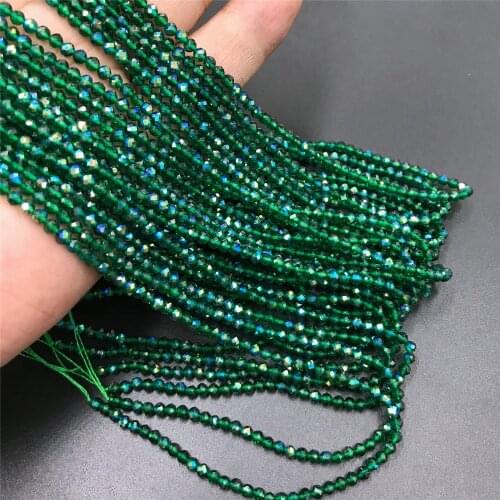 Micro Faceted Bead Natural Stone Beads Facted Green Emeralded 2 3 mm Spacer Loose Beads for Jewelry Making Necklace DIY Bracelet