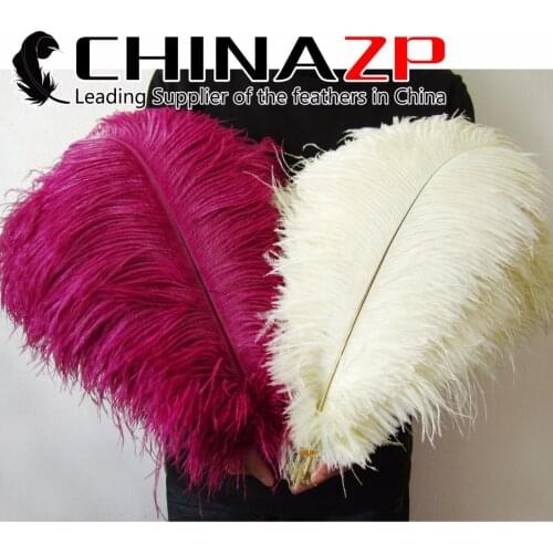 CHINAZP Factory Size 16-18inch (40~45cm) 50pcs/lot Top Quality Dyed Wine Red Ostrich Feathers