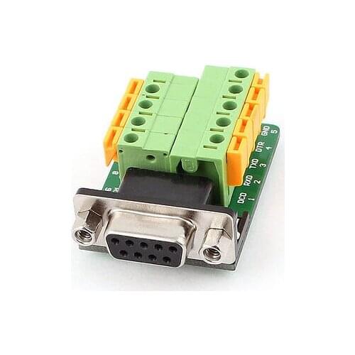 DB9 RS232 Serial Female Jack Adapter Plate to 9 Position Terminal Connector