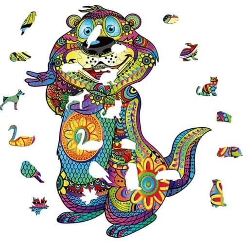 Wooden Puzzle Lottomr Cutting Irregular 3D Stereo Heteromorphic Animal Plane Plaything For Adult Children A3