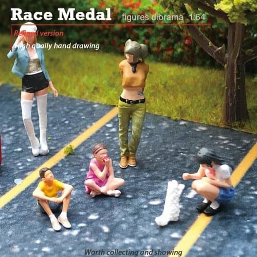 Racemedal characters 1:64 action figure model handmade daily life scene boy girl student girl cat corner park scene