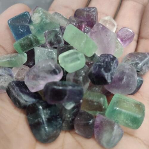Natural Beautiful Reiki Colorful Fluorite Crystal Mineral Rolling Gravel Healing