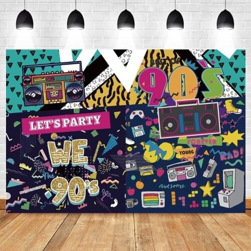 90s Party Backdrop Disco Theme Retro Style Photo Backdrop 90s Birthday Background Sign 1980s Neon Eighties Photobooth Props