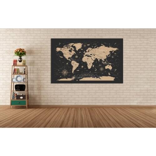 World Map Detail One-Piece Canvas Table 45x65 Cm