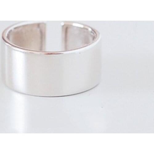 Real 925 Sterling Silver Rings Minimalist Large Smooth Round Couple Rings For Women Men Wedding Adjustable Finger Ring Jewelry