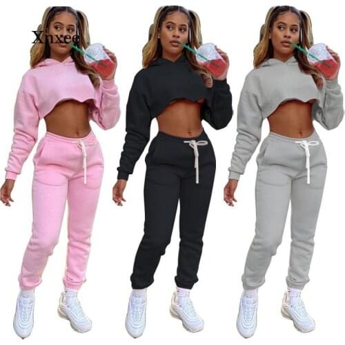 Autumn Winter Crop Tops Sportwear Sweatshirts Tops and Harem Pants Two Piece Suit Women Trousers Casual Matching Set Tracksuit