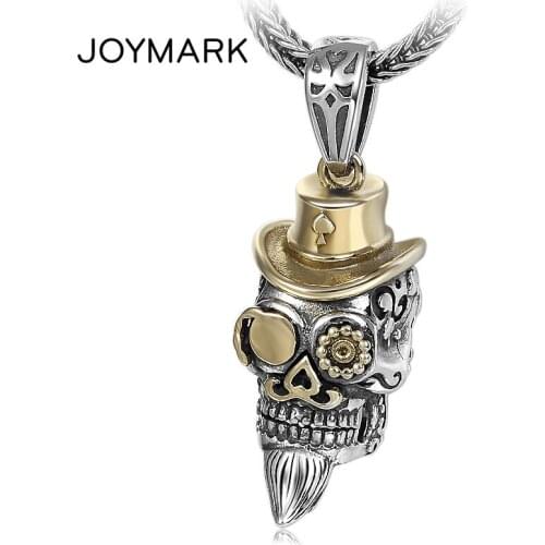 S925 Sterling Silver Skull Pendant For Men and Women Thai silver Retro Hip-hop Jewelry Yuppie Necklace Skeleton Pendant TSP237