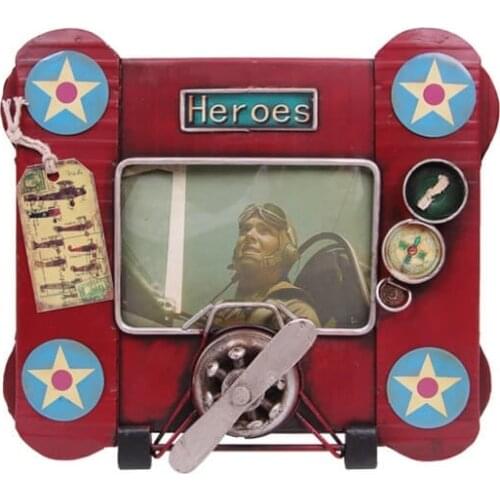 Photo Frame Metal Airplane Decor Vintage Decorative Gift Trinket Miniature Nostalgic Handmade Hand Painted Quality Durable