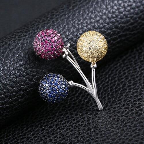 Cartoon Three Balloon Brooches for Women Girls Rainbow Color Balloons Crystal Pin Backpack Badge Broche Wedding Jewelry Gifts