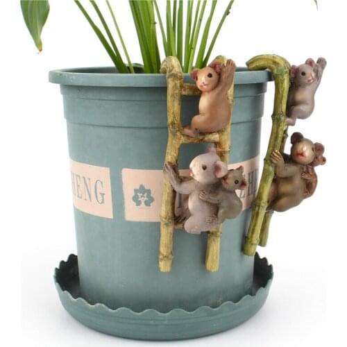 Climbing Ladder Little Koala Potted Plant Decoration Ornaments Climbing Cylinder Pendant Home Gardening Resin Ornaments E7