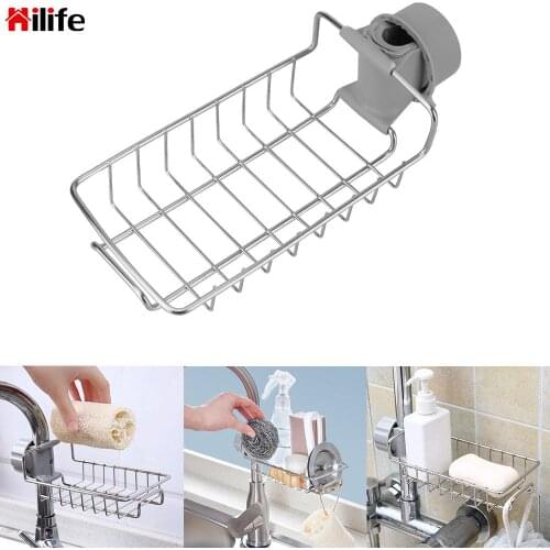 Adjustable Stainless Steel Faucet Storage Racks Bathroom Kitchen Holder Kitchen Storage Shelf Sponge Dish Cloth Finishing Rack