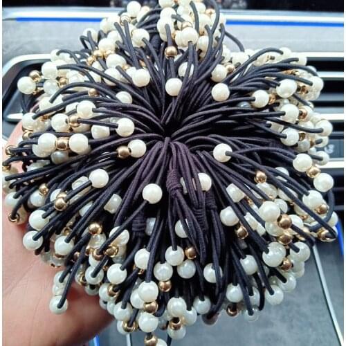 50Pcs Elastic Hair Bands Elastic Hair Ties For Women With Pearl Scrunchie Rubber Bands Woman Accesories Wholesale Pearl Headband
