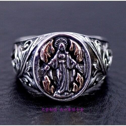 S925silver Thailand jewelry Virgin Marys ring retro Thai Silver Rings