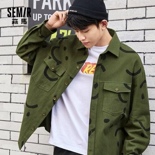 SEMIR Shirt Men Long Sleeve Boys 2021 Spring New Fun Hong Kong Style Trend Tops Korean Style Graffiti Personality Trend