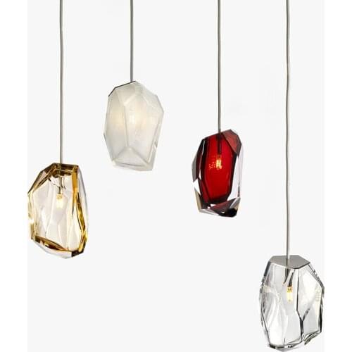 Nordic color glass net red small chandelier modern simple red bedroom bedside dining room bar luxury Chandelier