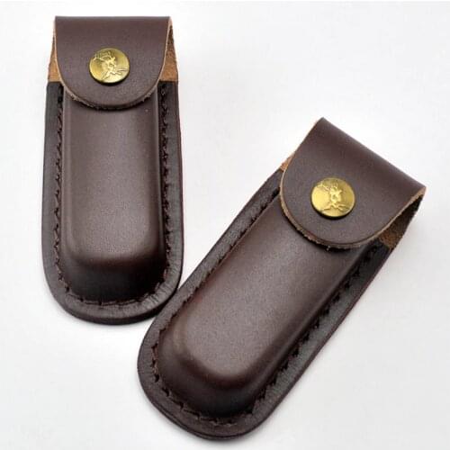 First Layer Leather Folding Knife Scabbard Sheath Holster Real Cowhide Pocket Knife Case Cover Waist Bag DIY EDC Tool нож ножны