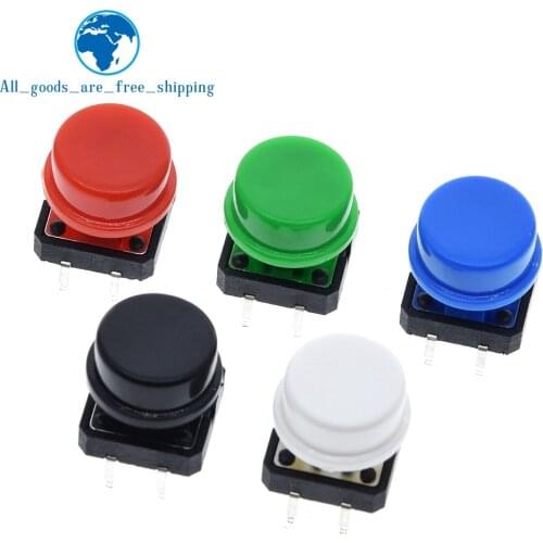 25PCS Tactile Push Button Switch Momentary 12*12*7.3MM Micro switch button + 25PCS Tact Cap(5 colors) for Arduino Switch