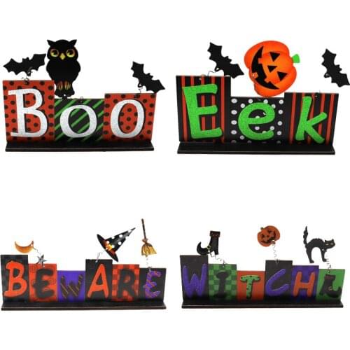 Happy Halloween Table Decorations Pumpkin Table Centerpieces Wooden for Halloween Party Dinner Table Topper Tray Room Decor