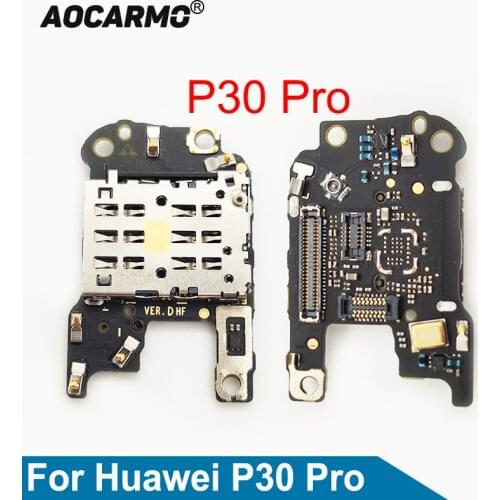 Aocarmo SIM Card Reader Holder Slot With Mic Microphone Flex Cable Connector Circuit Board For Huawei P30 Pro