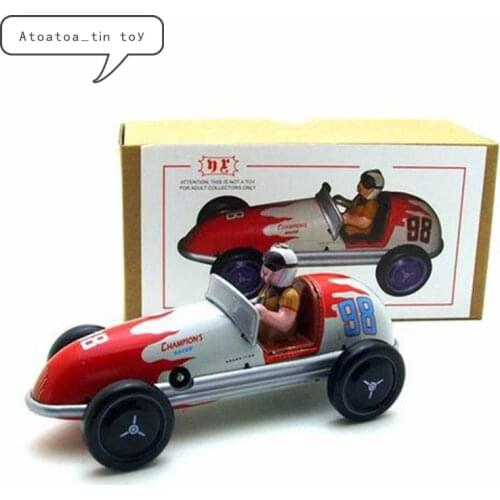 Vintage Retro racing car Collection Tin toys Classic Clockwork Wind Up racing car Tin Toys For Adult Children Collectible Gift