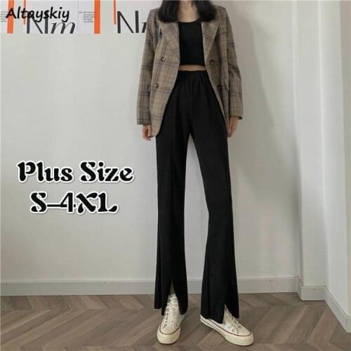 Vintage Pants Women Chic New Spring Fashion Plus Size 4XL Elegant Office Lady Flare Trouser High Waist Ulzzang Femme Bottom Ins