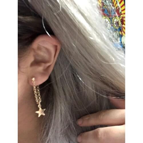 Fashion Punk jewelry Woman gold color star design Tassel chain angle Drop earring best gift girl lover Statement Jewelry