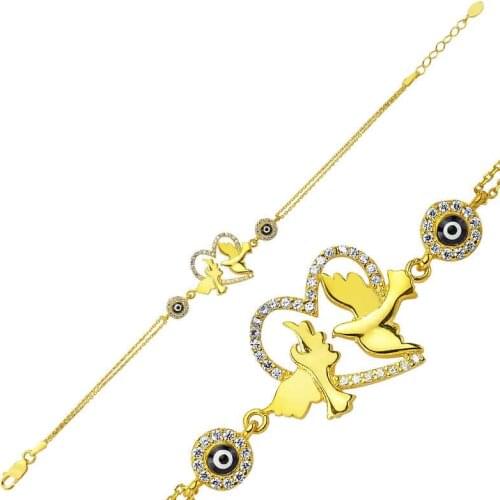 Sterling silver Heart Pigeon Womens Bracelet