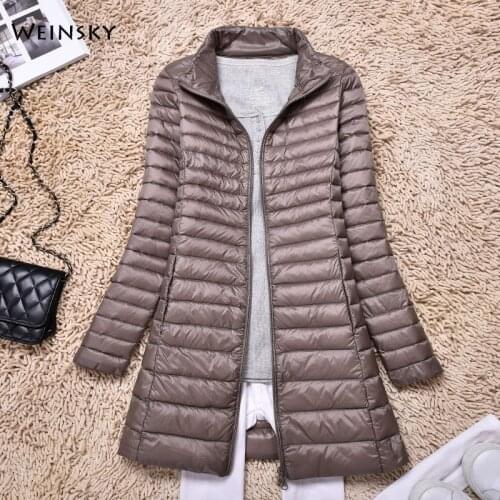 Winter Women Ultralight Thin Down Long Jacket White Duck Down Jackets Long Sleeve Warm Coat Parka Female Portable Outwear
