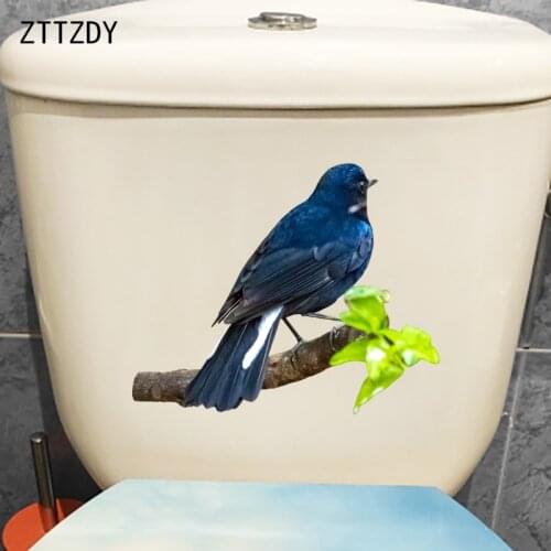 ZTTZDY 23.8×19.3CM Blue Bird On Branch Funny Toilet Stickers Fashion Home Living Room Wall Decor T2-1082