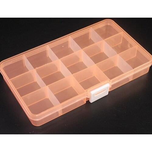 1Pcs 17*10*2cm Plastic Fishing Tackle Box with 15 Movable Compartments convenient Fishing Lure Tackle Box