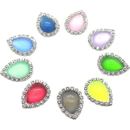 10pcs/lot Water Droplets Shape Stone Flatback Snap Button for Clothing Diy Accessories Manualidades for Hair Wedding Clothes