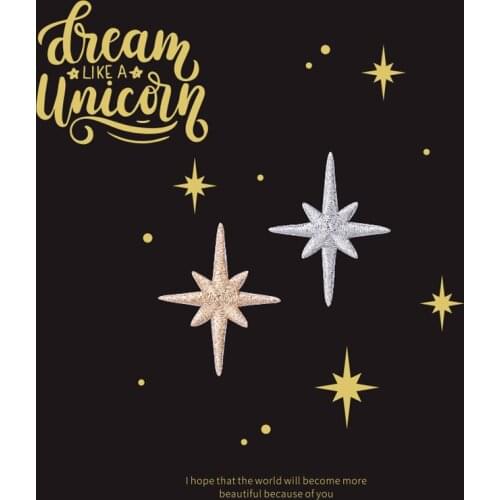 2PCS/Set Embroidered Champagne Silver Star Patches Applique Iron On Clothing Applique for Clothes Sweater Bags Patch DIY