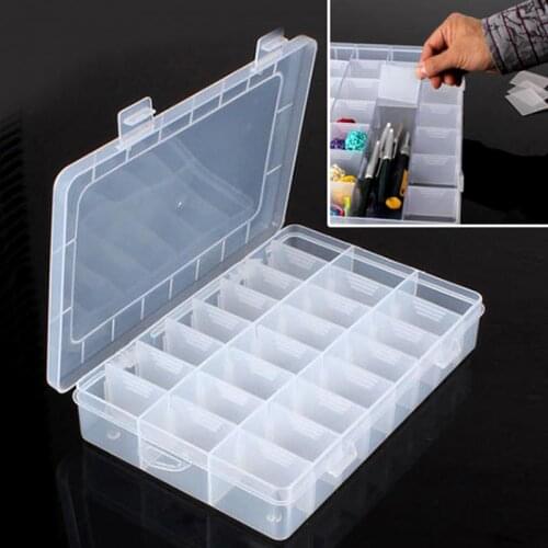 24 Grids Plastic Storage Box Phone Accessories Replacement Parts Container Transparent Organizer for Electronics Repair Toolbox