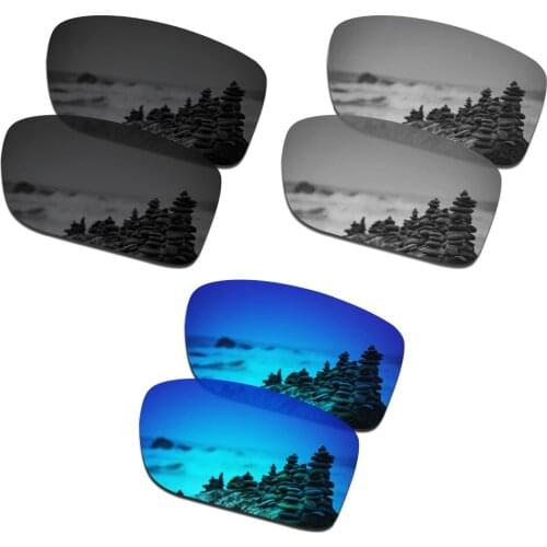 SmartVLT 3 Pairs Polarized Sunglasses Replacement Lenses for Oakley Double Edge Black and Silver Titanium and Ice Blue