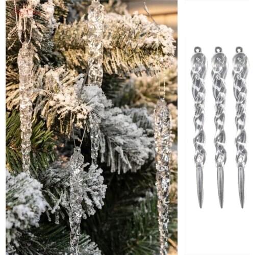 6-50PCS Simulation Ice 2020 Christmas Decorations for Home Xmas Tree Hanging Ornament Fake Icicle Props New Year Navidad 2021 5Z
