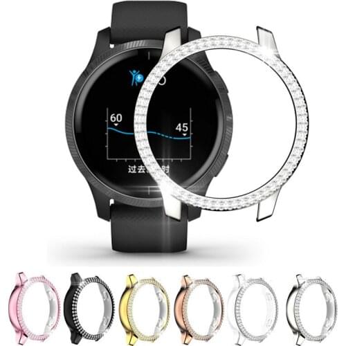 Diamond Glitter PC Hard Edge Case Protector Bling Shell Frame For Garmin Venu Watch Protective Bumper Full Cover Accessories